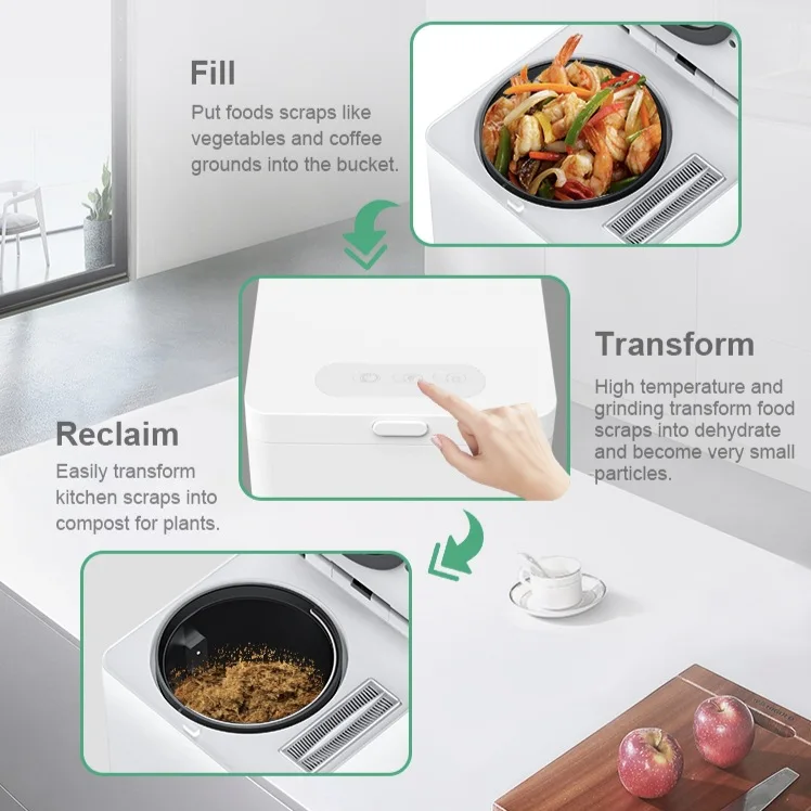 Integrated Kitchen Waste Treatment Machine Food Residue Cleaner Crushing Grinding Automatic Composting Device for Eco-Friendly H