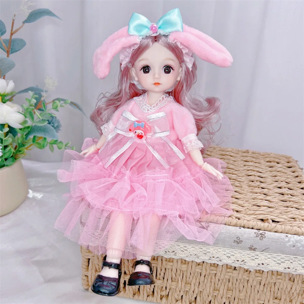 20 Joints 1/8 30CM BJD Doll 3D Simulation Eyes Multi-joint Doll Cute BJD Doll Pink Blue Princess Doll Fashion Clothes BJD Doll