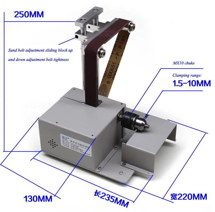 Mini sega da tavolo levigatrice a nastro smerigliatrice lavorazione del legno fatta a mano lucidatura rettifica levigatrice sega da taglio con adattatore di alimentazione