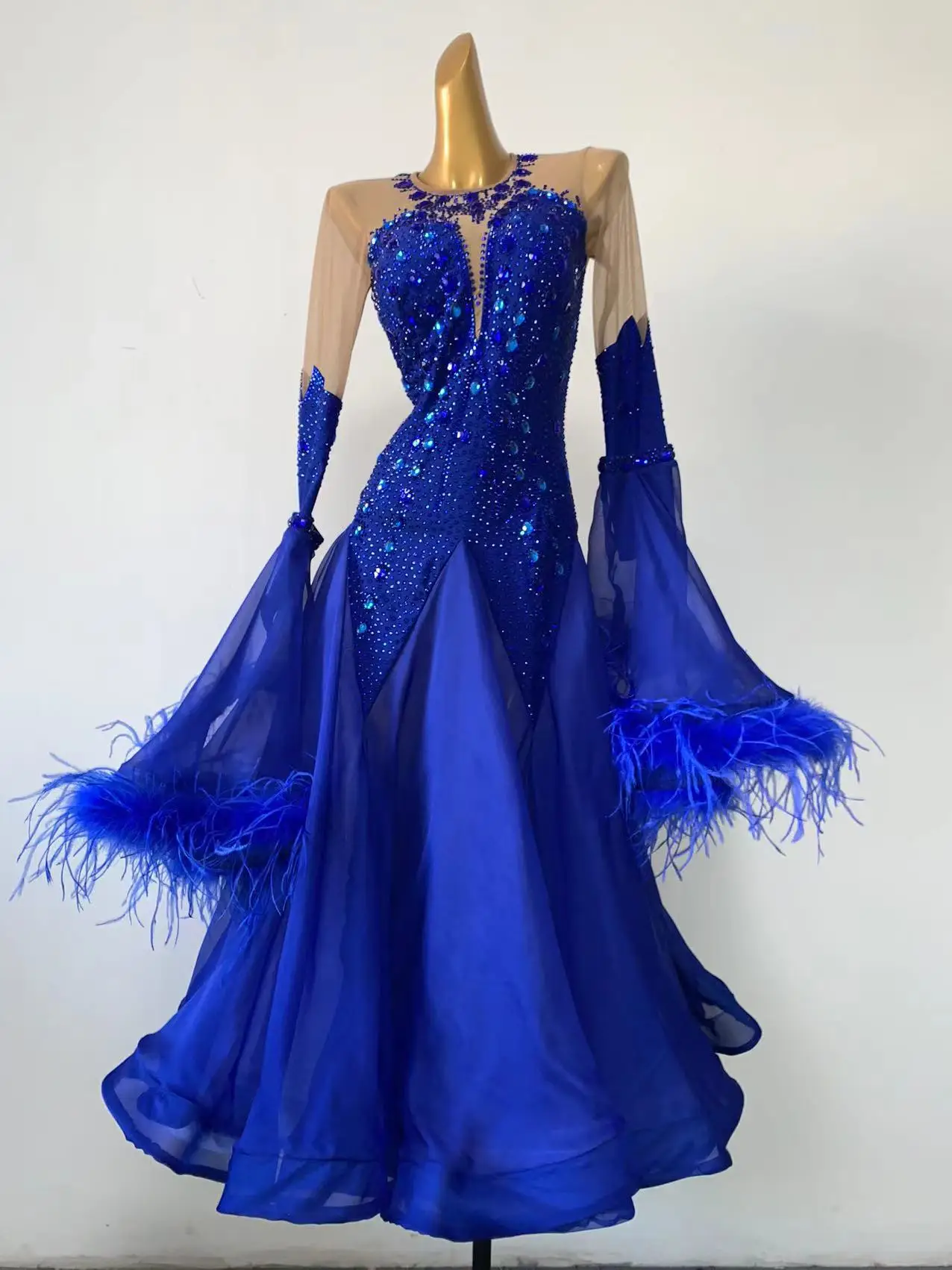 WYHNOT DANCE 2024 Feather Customized Ballroom Waltz Tango Standard Dance Dress Competition Perform Costume Fast Free Shipping