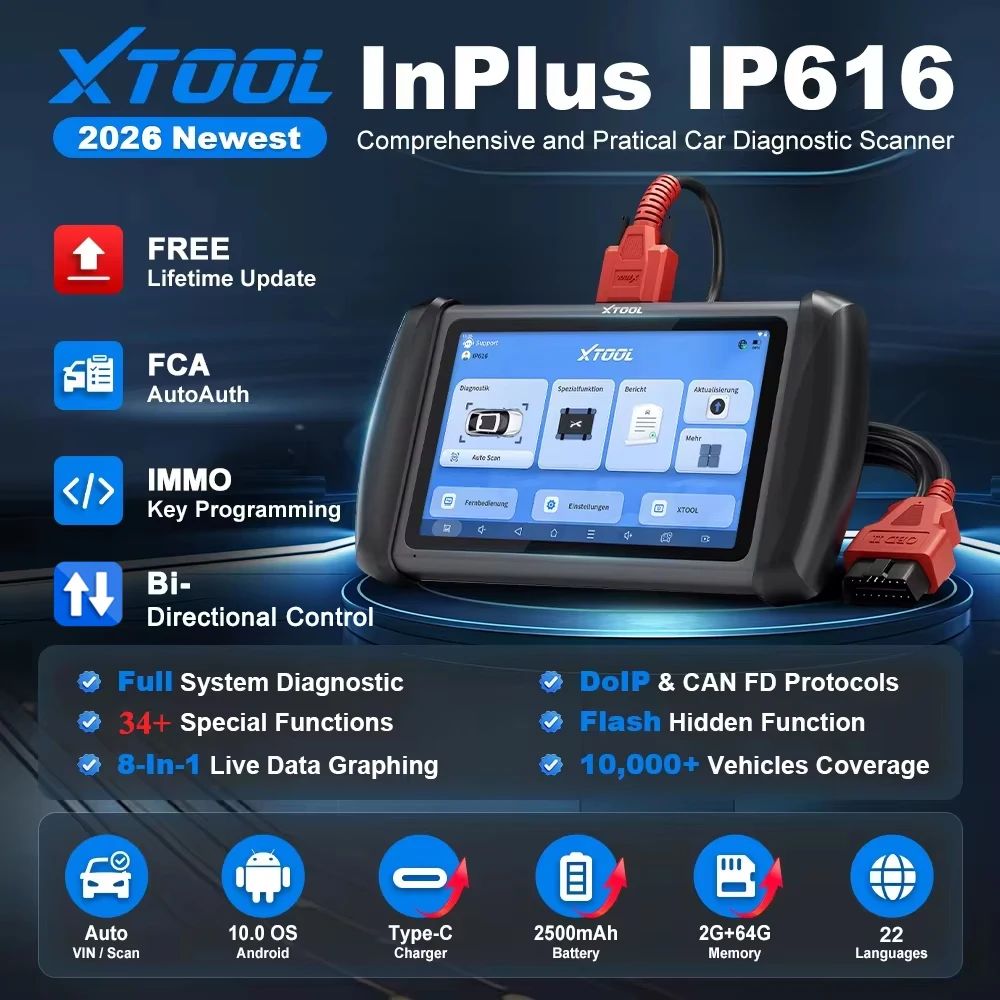 Zdjęcie 3: XTOOL InPlus IP616 Narzędzie skanowania diagnostycznego Wszystkie systemy Skaner OBD2 z usługami CAN FD 31+ Programowanie kluczy Dożywotnia bezpłatna aktualizacja