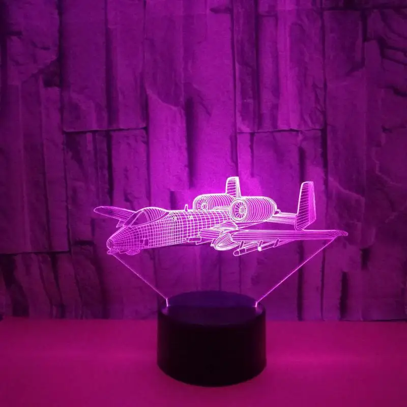 Aircraft 3d Lamp Multi Color Remote Control 3d  Table Lamps For Living Room Touch Desktop Creative 3d Led Night Desk Lamp