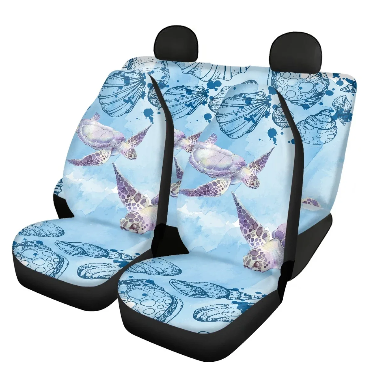 Sea Turtle Front Rear Car Seat Covers Tahiti Flag Polynesian Universal Size Fit Stretch Seat Protector Dropshipping