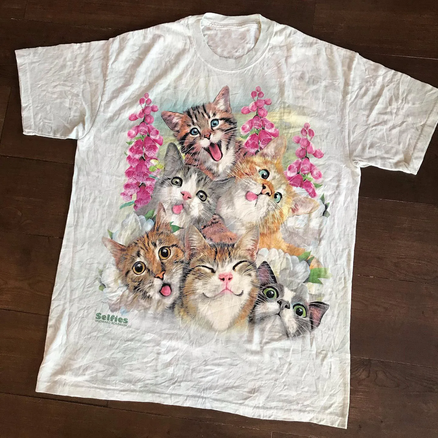 Cute Pet  Artistic Flower Sea Healing Style Short Sleeve T-Shirt Women Students Cotton Breathable round Neck Minimalist Sp...
