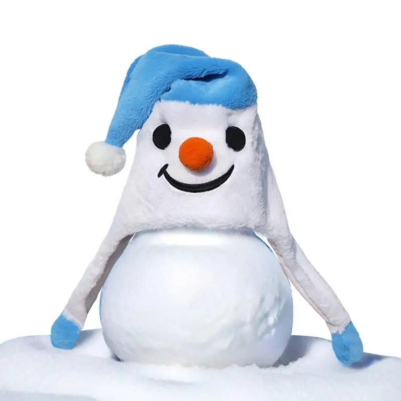 Novo chapéu de natal forma de boneco de neve chapéus de pelúcia macio novidade chapéu de cordão ajustável para festas de férias reuniões de família