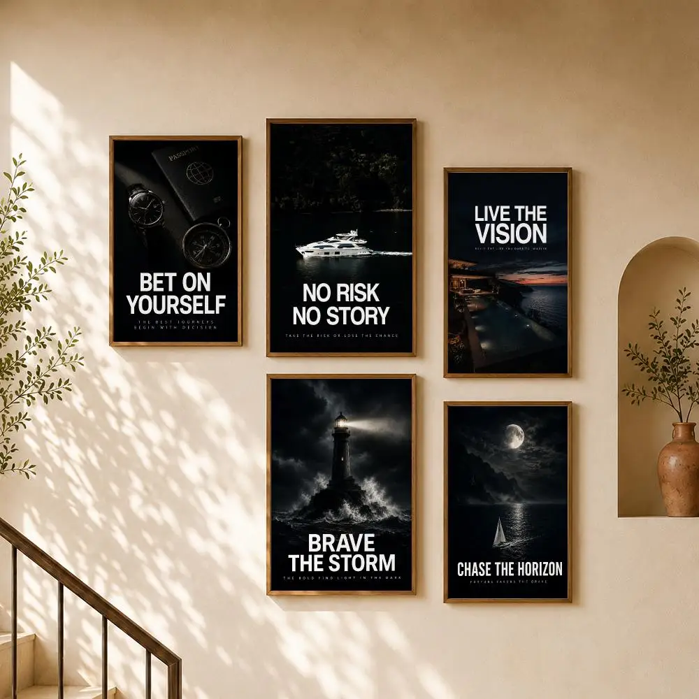 Dark Motivational Success Mindset Luxury Aesthetic Poster Home Room Cafe Club Decor Aesthetic Art Wall Painting