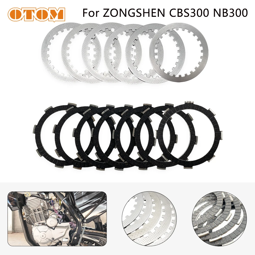 OTOM Motorcycle CBS300 NB300 Engine Clutch Friction Plates Clutch Steel Plates For ZONGSHEN ZS174MN-3 ZS174MN-5