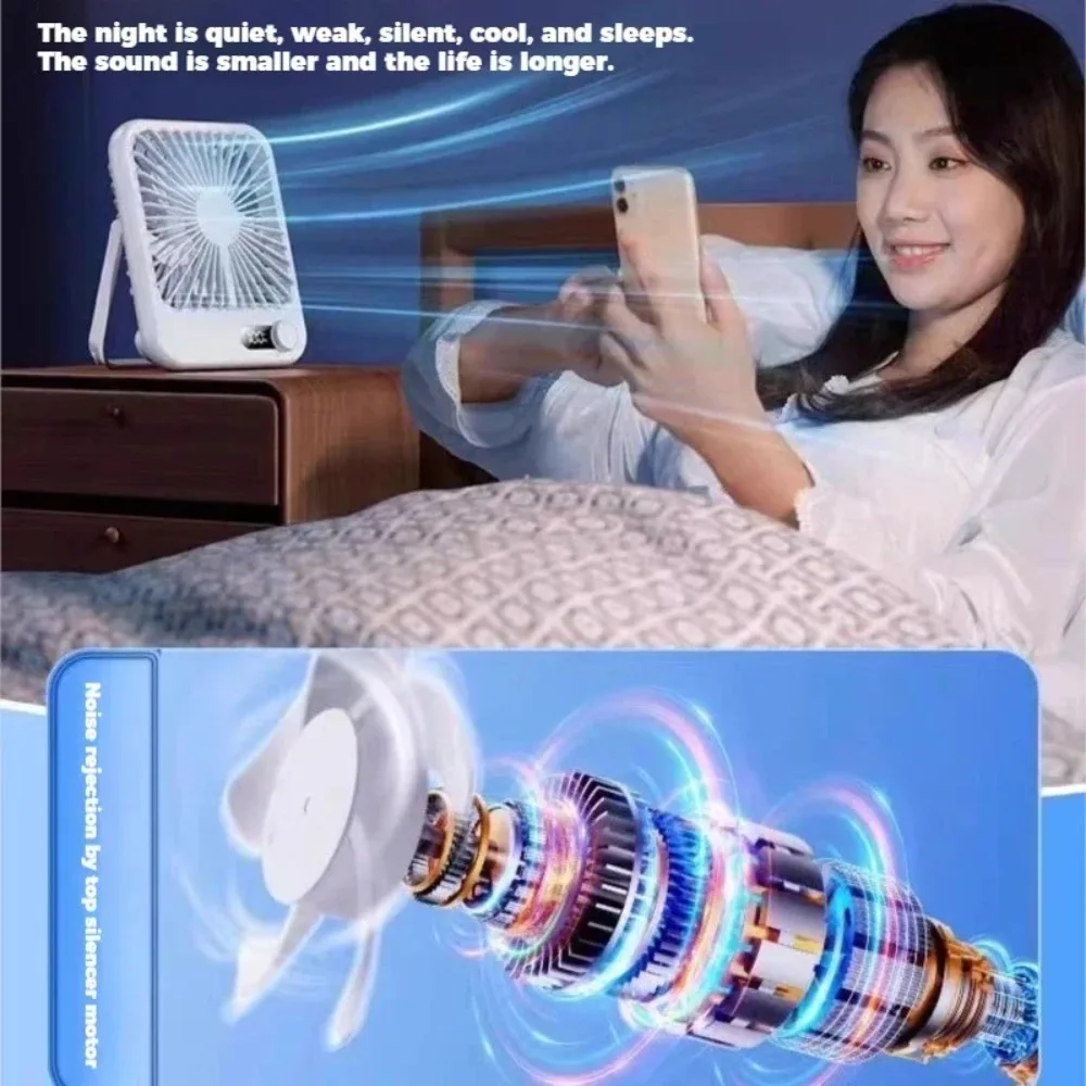 2025 nouveau petit ventilateur pratique charge longue durée ventilateur de bureau ultra-mince grand vent super silencieux pliant ventilateur de table portable