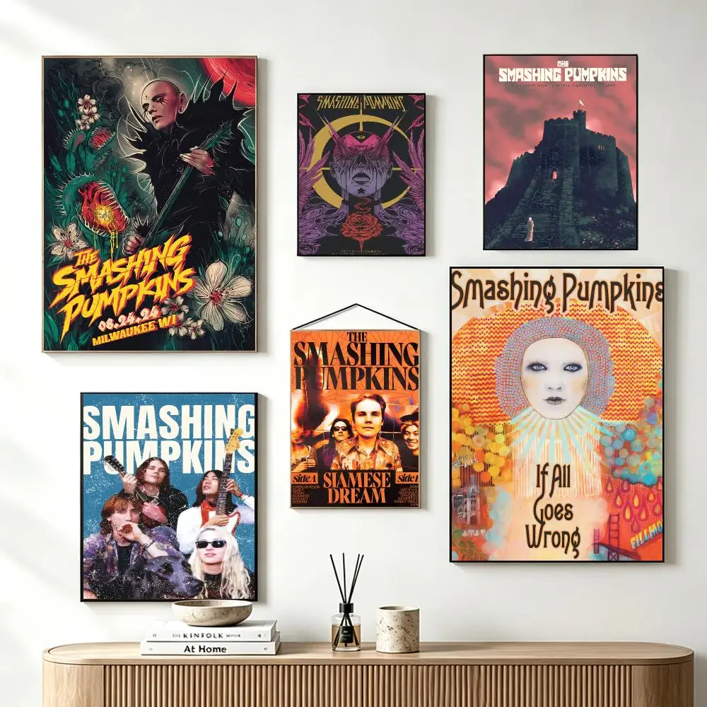 Alternative Nostalgic Band T-The Smashing Pumpkins Poster Self-Adhesive Wall Art HD Print For Dorm Teen Room Decor Gift
