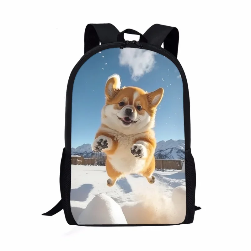 Funny Bounce Dog Animals Pattern School Bag for Children Teenager Casual Book Bag Girls Boys Travel Rucksack Storage Backpack