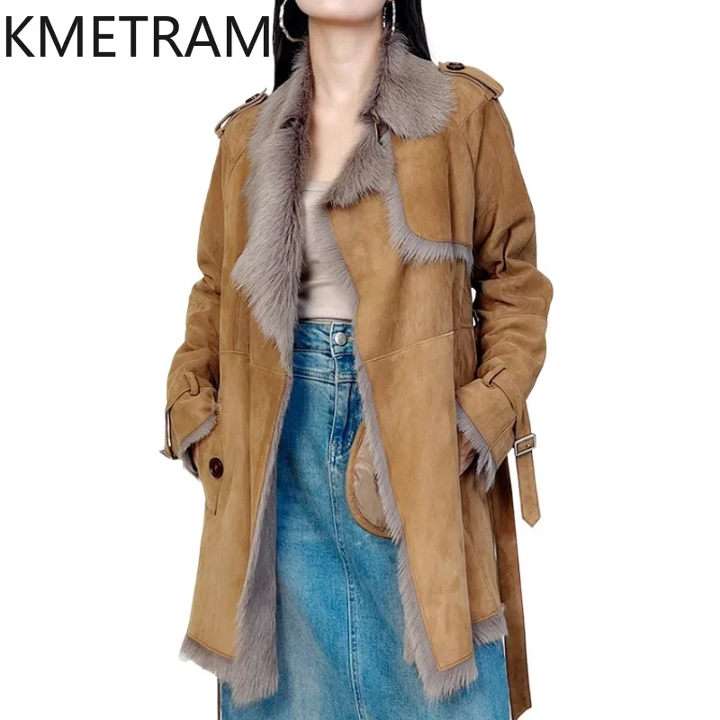 Natural Wool Sheepskin Double Faced Fur Coat Women Luxury 2024 Winter Clothes Trending Fashion New in Outerwears шуба женская