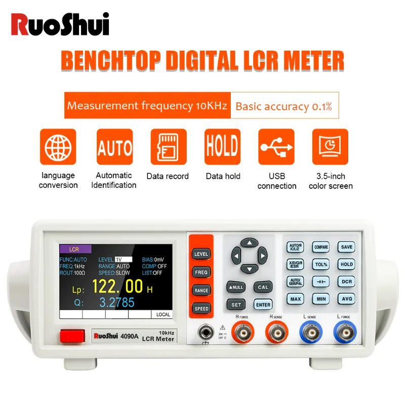 

RuoShui 4090 Digital LCR Meter Desktop Capacitance Resistance Impedance Inductance Measure Instrument Electric Bridge Component