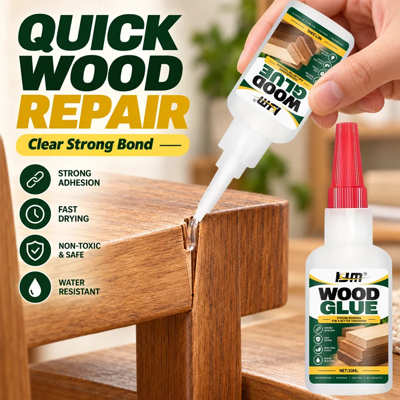Wood Glue Quick Repair Adhesive 30ml Strong Clear Bond For Furniture Chair Table Cabinet Door DIY Woodworking
