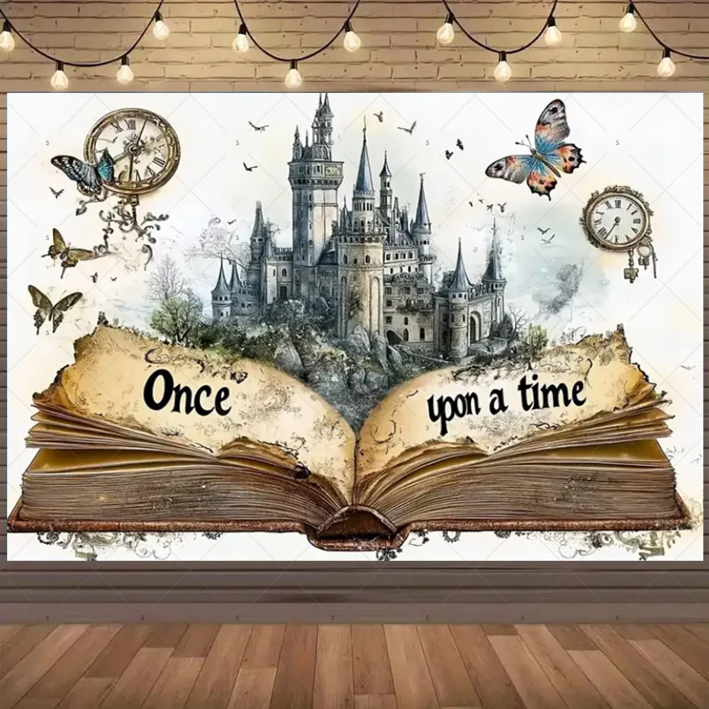 ذات مرة القلعة خلفية خرافة الكتب موضوع خلفية راية حفل زفاف الديكور استحمام الطفل التصوير الدعامة #5