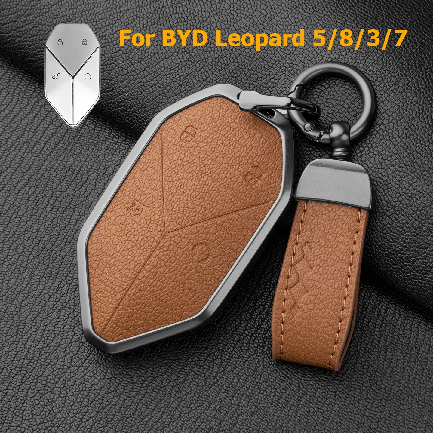 

Для BYD Leopard 5 8 3 7 чехол для ключей от автомобиля кожаный брелок-держатель крышка титановая пряжка защитная сумка для ключей автомобильные аксессуары