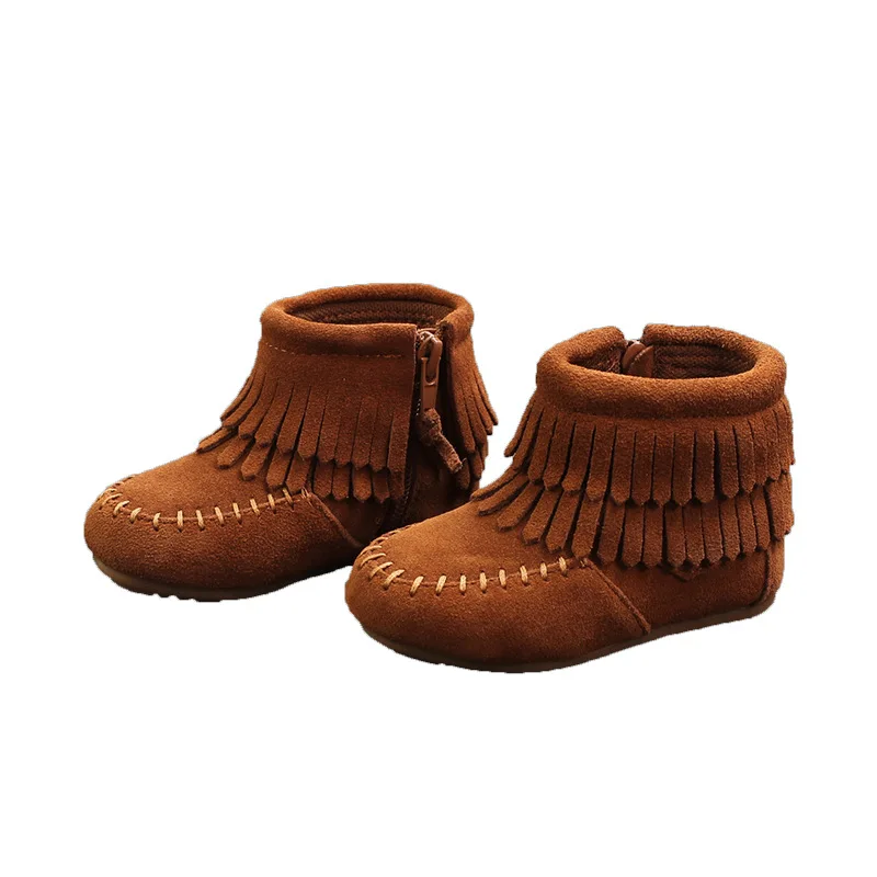 Shoes for Children Fashion Ankle Boots Spring Autumn New Baby Cowhide Tassel Short Boots Girls Shoes Обувь Детская Unisexbota