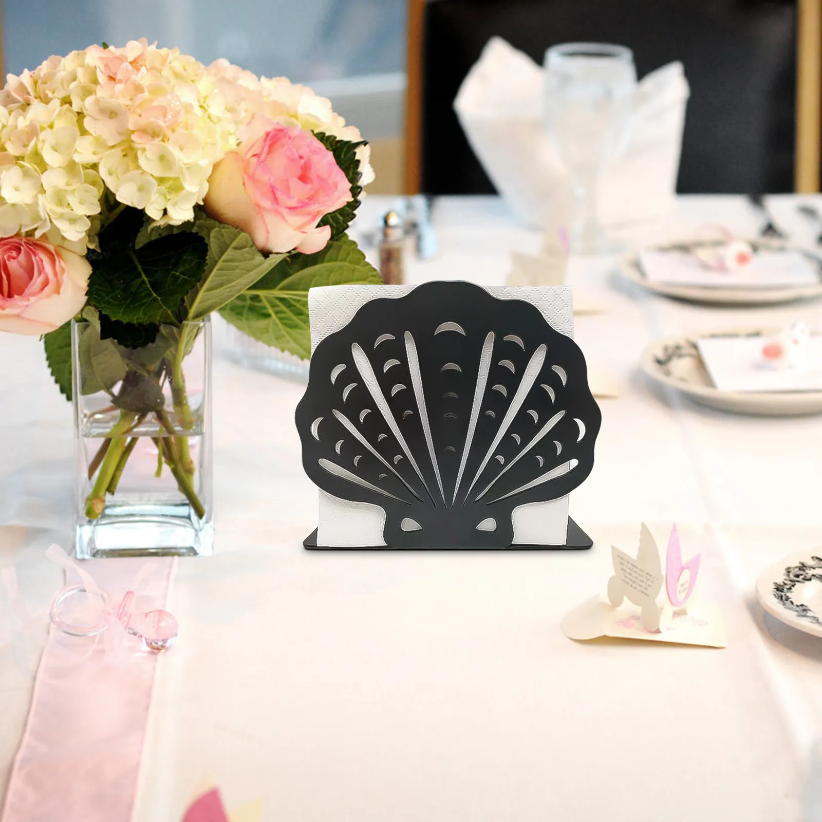 Wrought Iron Napkin Holder for Table Kitchen Restaurant Decorative Napkin Stand with Smooth Lines Stylish Modern Design Elegant