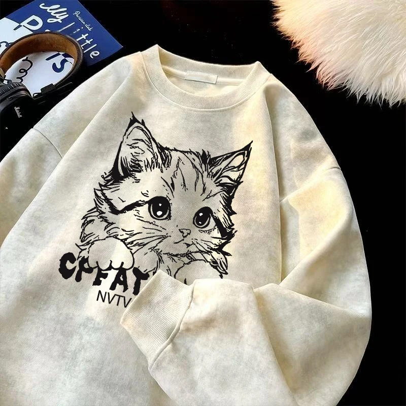 

Осень-зима, большой свитшот с принтом тай-дай, круглый свитшот на подкладке, теплый молодежный модный длинный повседневный топ свевого цвета