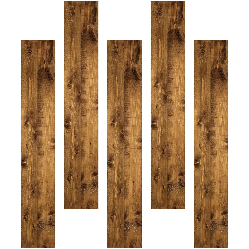 

5Pcs Peel and Stick Floor Planks Waterproof PVC Adhesive Floor Tile Sticker Wood Grain Design for Home Decoration Living Room