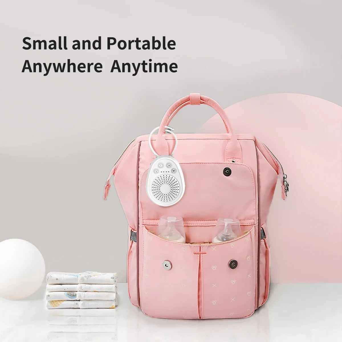 Machine portative à bruit blanc pour bébé, dispositif d'aide au sommeil, batterie Rechargeable avec 20 sons naturels apaisants, berceuses, minuterie, haut-parleur