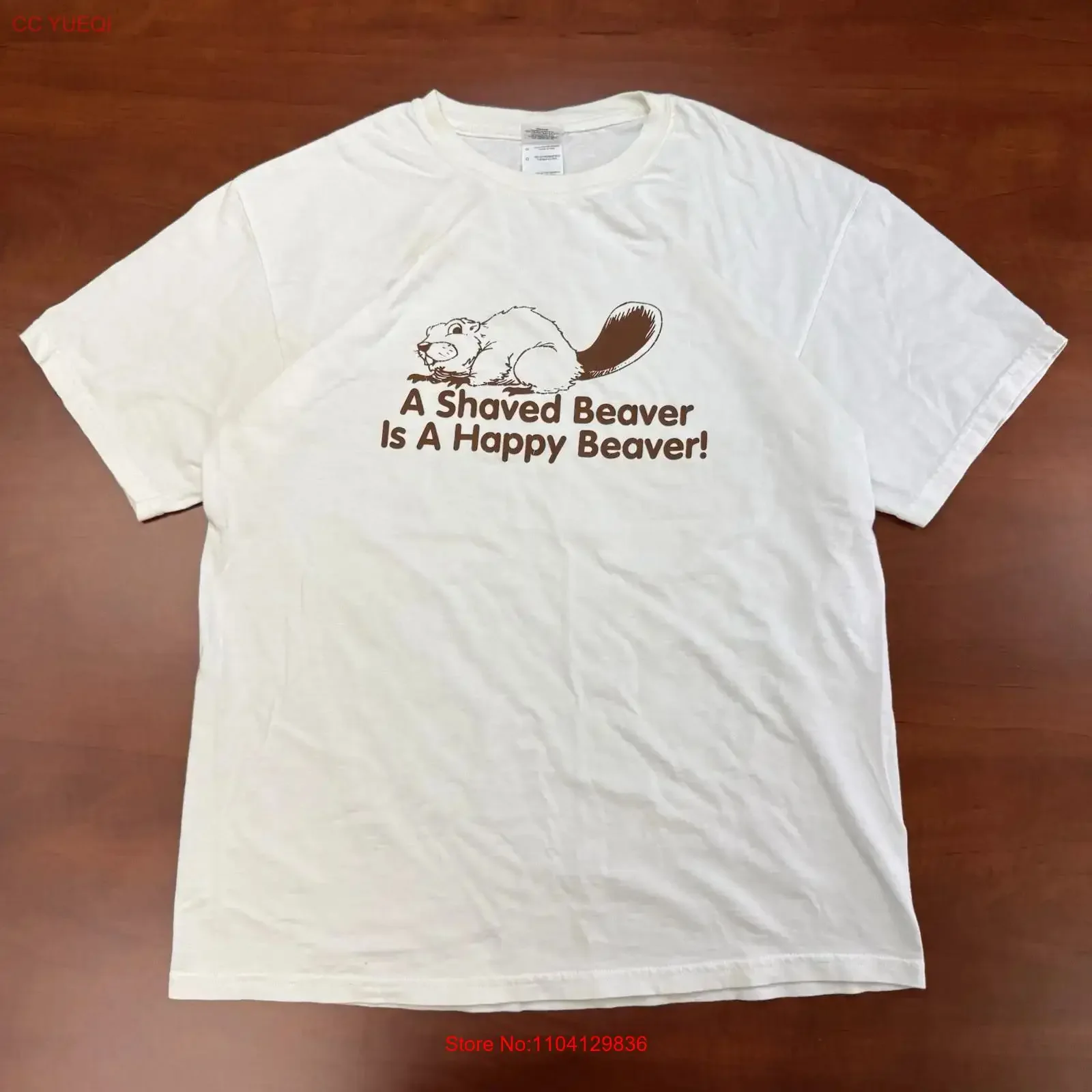 Funny T Shirt For Men A Shaved Beaver Is Happy Inappropriate Joke vintage Washed fashion Stretched streetwear Casual