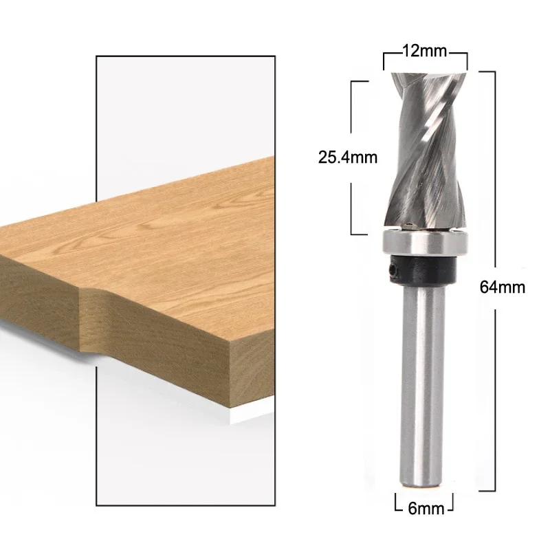 Bearing Ultra-Perfomance Compression Flush Trim Solid Carbide CNC Router Bit for woodworking end mill  1/4