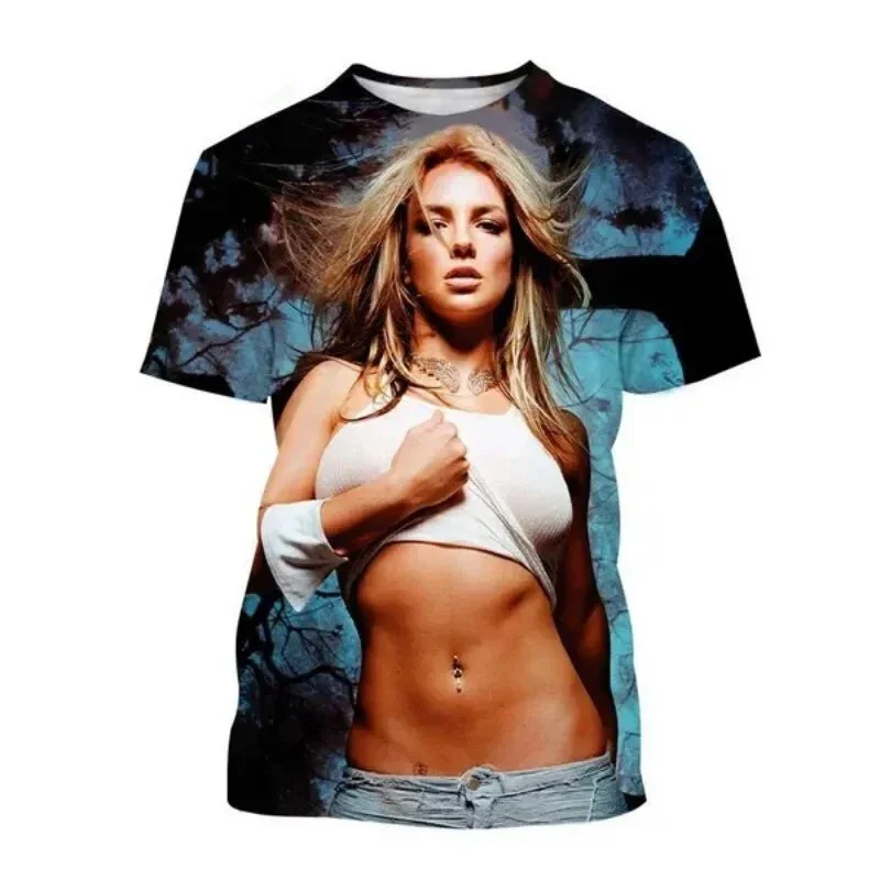 

Summer Britney Spears 3D Print T-Shirts Streetwear Men Women Casual Oversized O-Neck Short Sleeved T Shirt Tees Tops Clothing