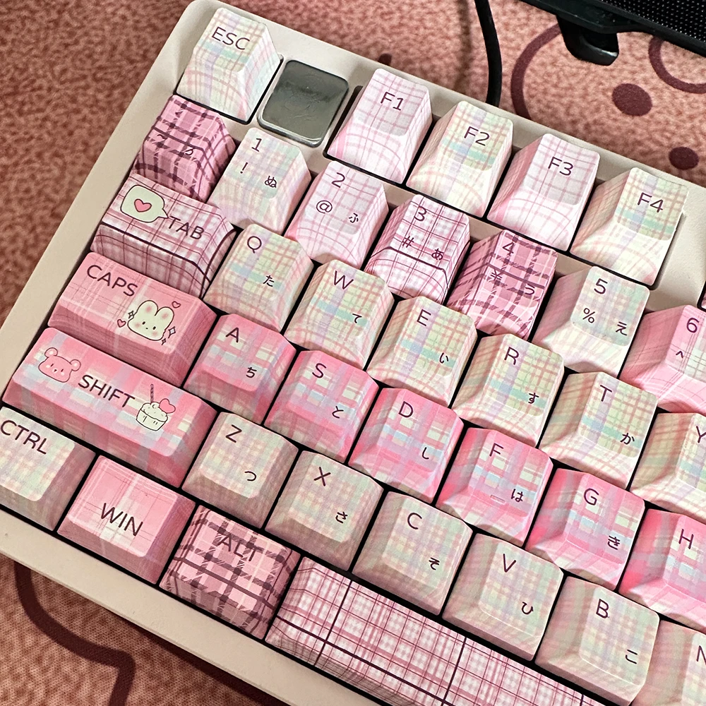 128 tasti Ragazza Rosa Copritasti PBT a sublimazione di calore Profilo Cherry Copritasti personalizzati per tastiera meccanica da gioco MX Switch