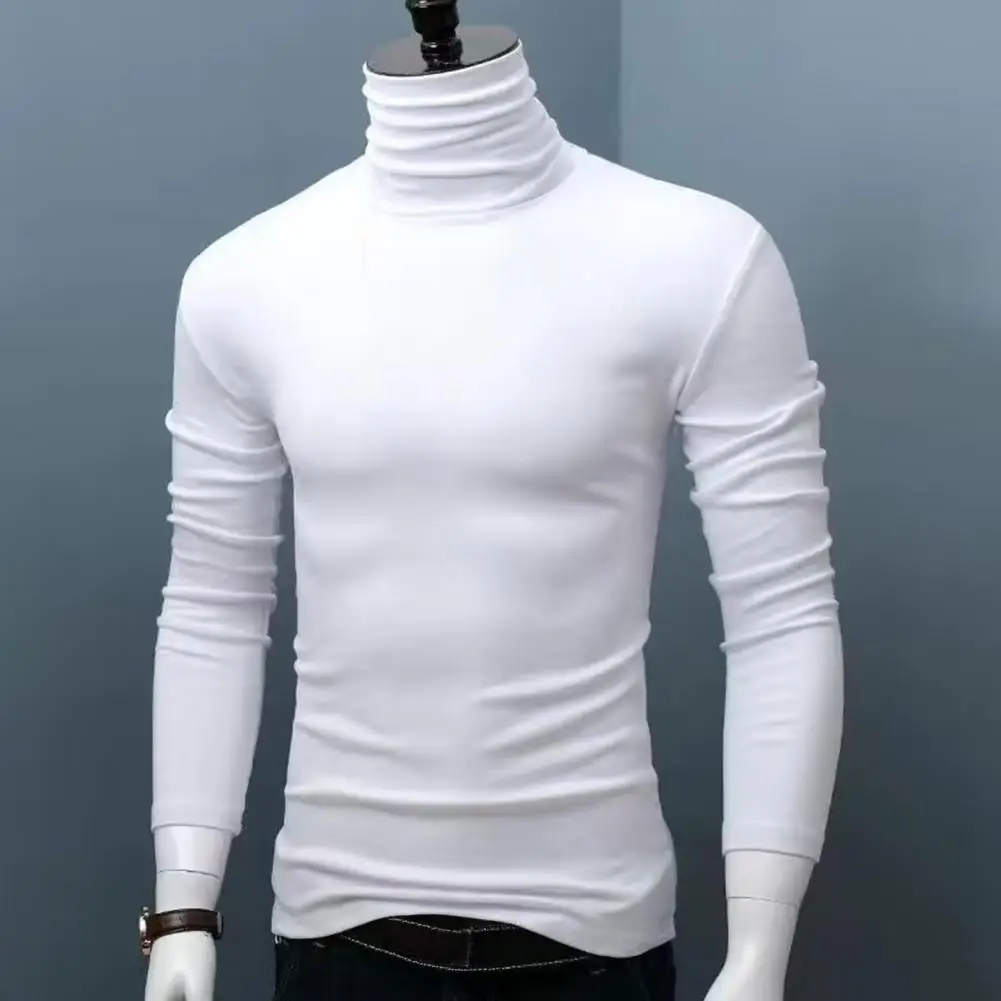 Fall Winter Men Turtleneck Top Long Sleeve Base Shirt Slim Fit Pullover Casual Warm Tee for Cold Weather Slim Fit Men Top
