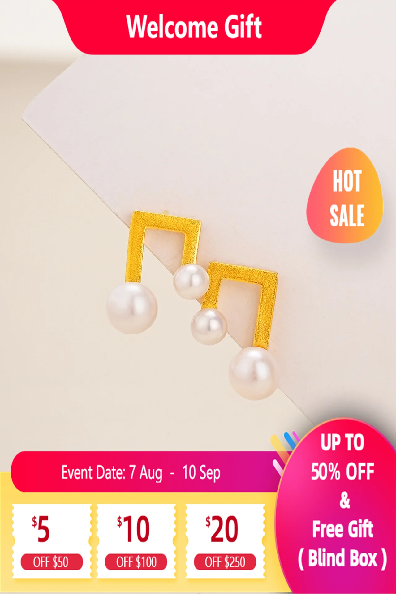 

Lium Gems Pearl Jewelry 925 Sterling Silver 24k Gold Vermeil Music Note Statement Stud Earrings for Women Gift Party Anniversary