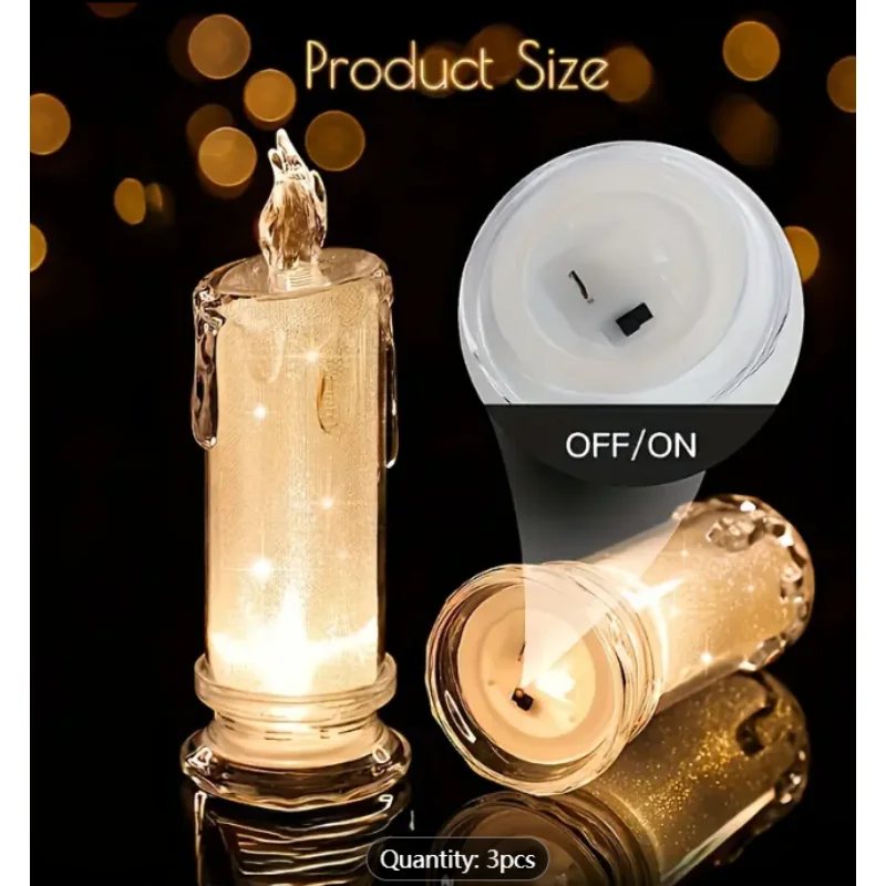 

3Pcs LED Candle Lanterns with Battery - Flameless Candles for Romantic Weddings, Valentine's Day, Birthdays, Family Dinners & Be