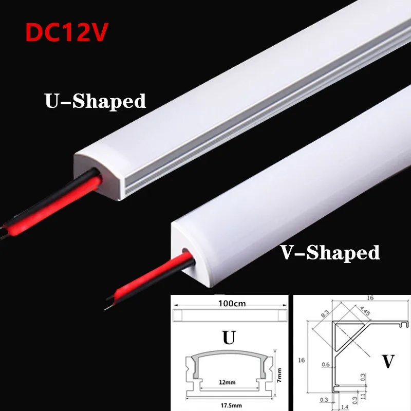 DHL 10-20 stks/partij 1 m 18 W Strip Aluminium Profiel voor SMD5730 72 LEDs 12VDC LED Kast Bar licht Platte V/U Profiel LED Hard