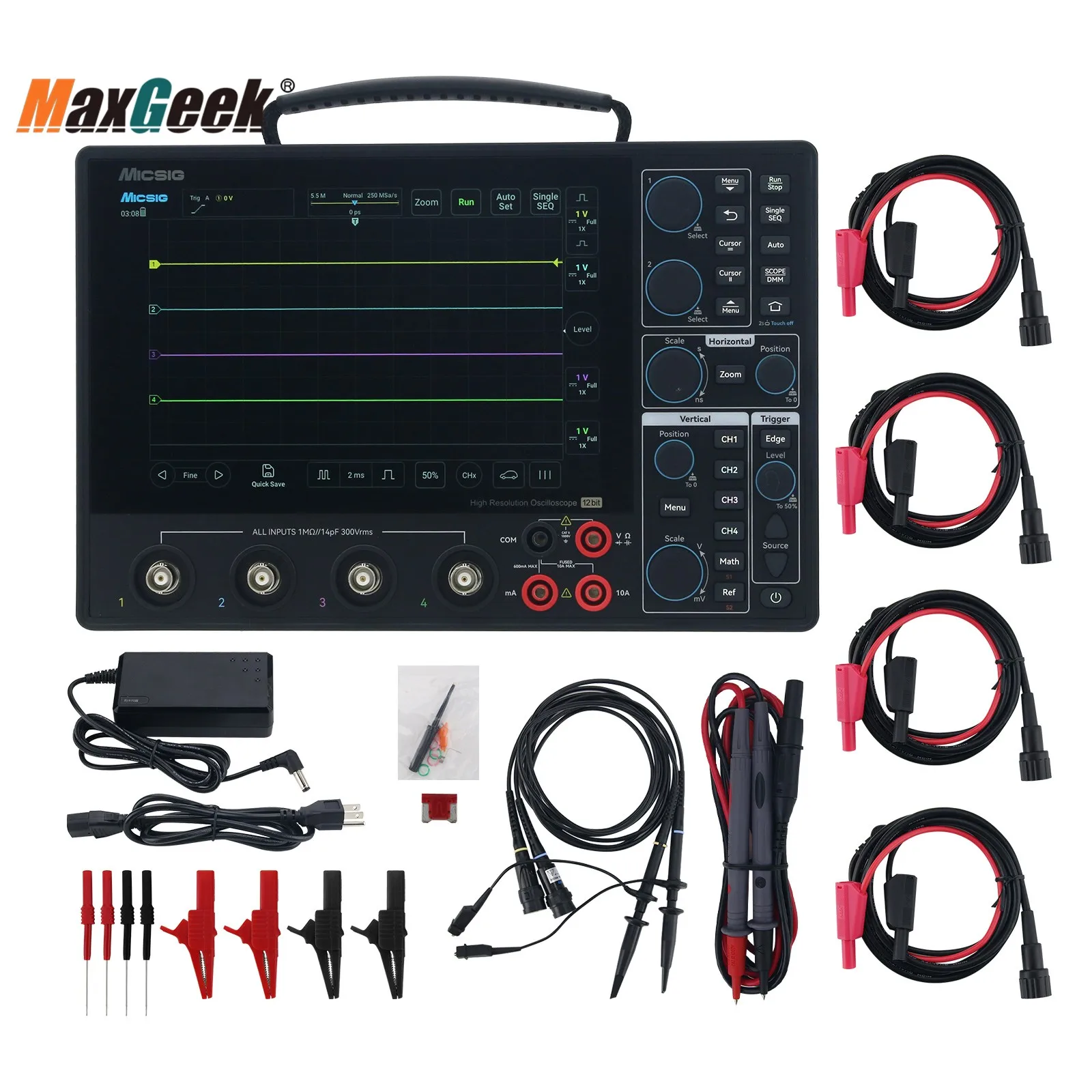 Maxgeek Micsig AHO14-200 Professional 200MHz 12-Bit High Resolution Automotive Oscilloscope for Automotive Diagnostic Test