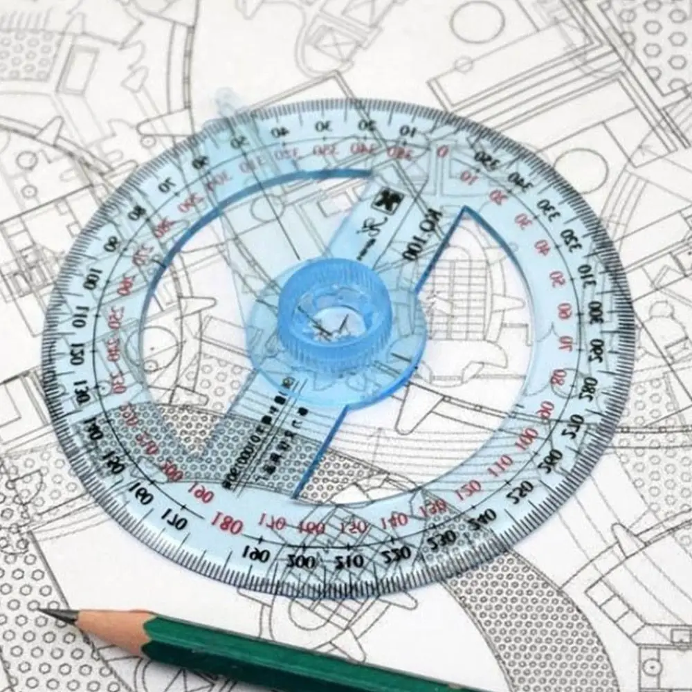 Geometry Durable School Supplies 360 Degrees Math Full Circle Protractor Pointer Angle Ruler Measuring tools Goniometer