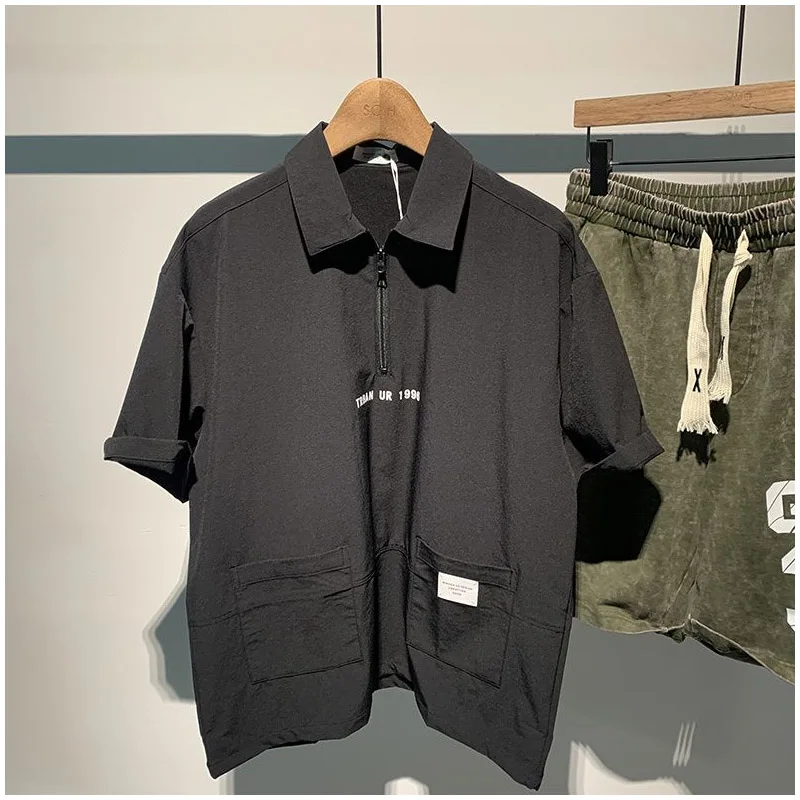 Men's Clothing Solid Color Polo Shirt Comfortable Premium Loose Fit Casual Short Sleeve Trendy Streetwear Fashion Casual