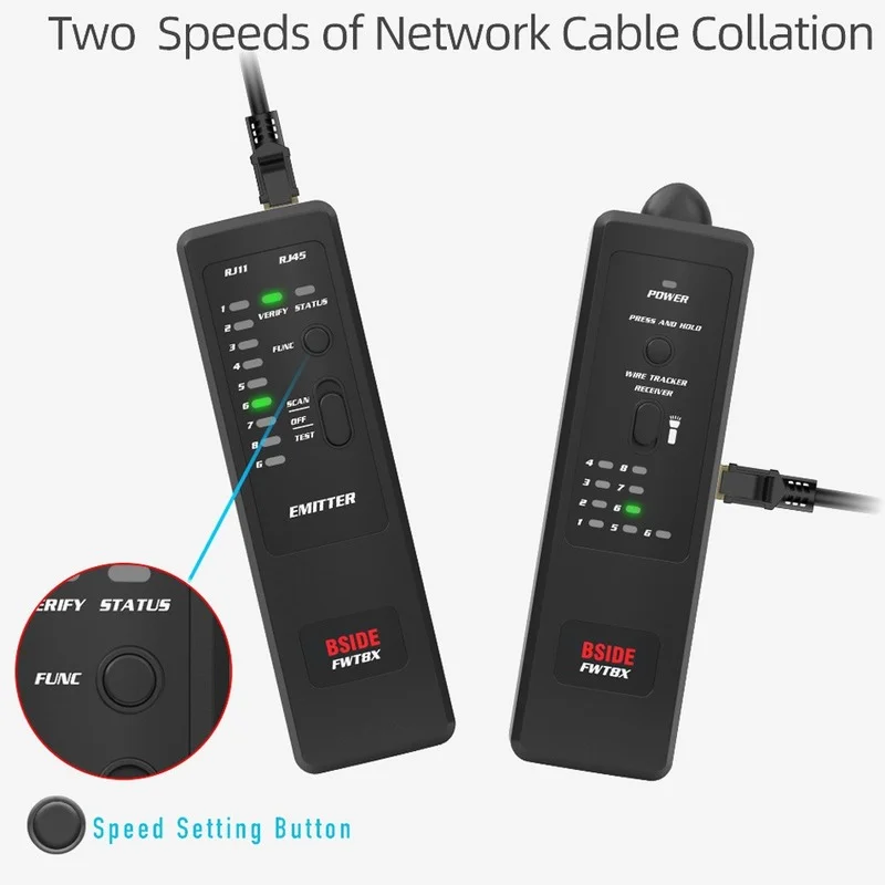 BSIDE FWT8X Dual Mode Network Wire Tracker Cable Toner RJ45 RJ11 Accurate Ethernet LAN Tracer Analyzer Detector Line Finder