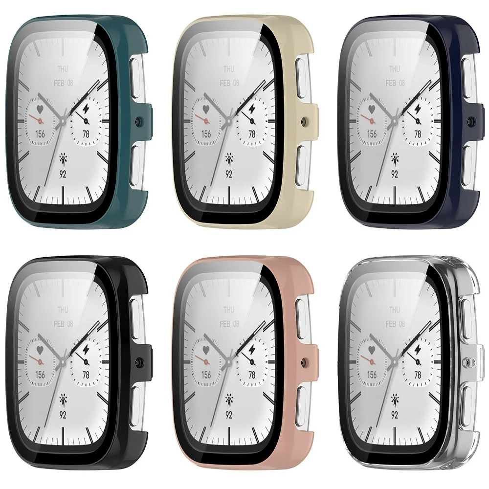 Custodia protettiva con schermo in vetro temperato 2 in 1 per Amazfit Active 2 Cover protettiva quadrata con pellicola