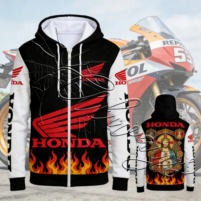 

Новая специальная серия 2026: Мужская толстовка Honda Racing для активного отдыха и фитнеса, ретро-толстовка с принтом «Иисус Бог», для любителей мотокросса и внедорожного спорта