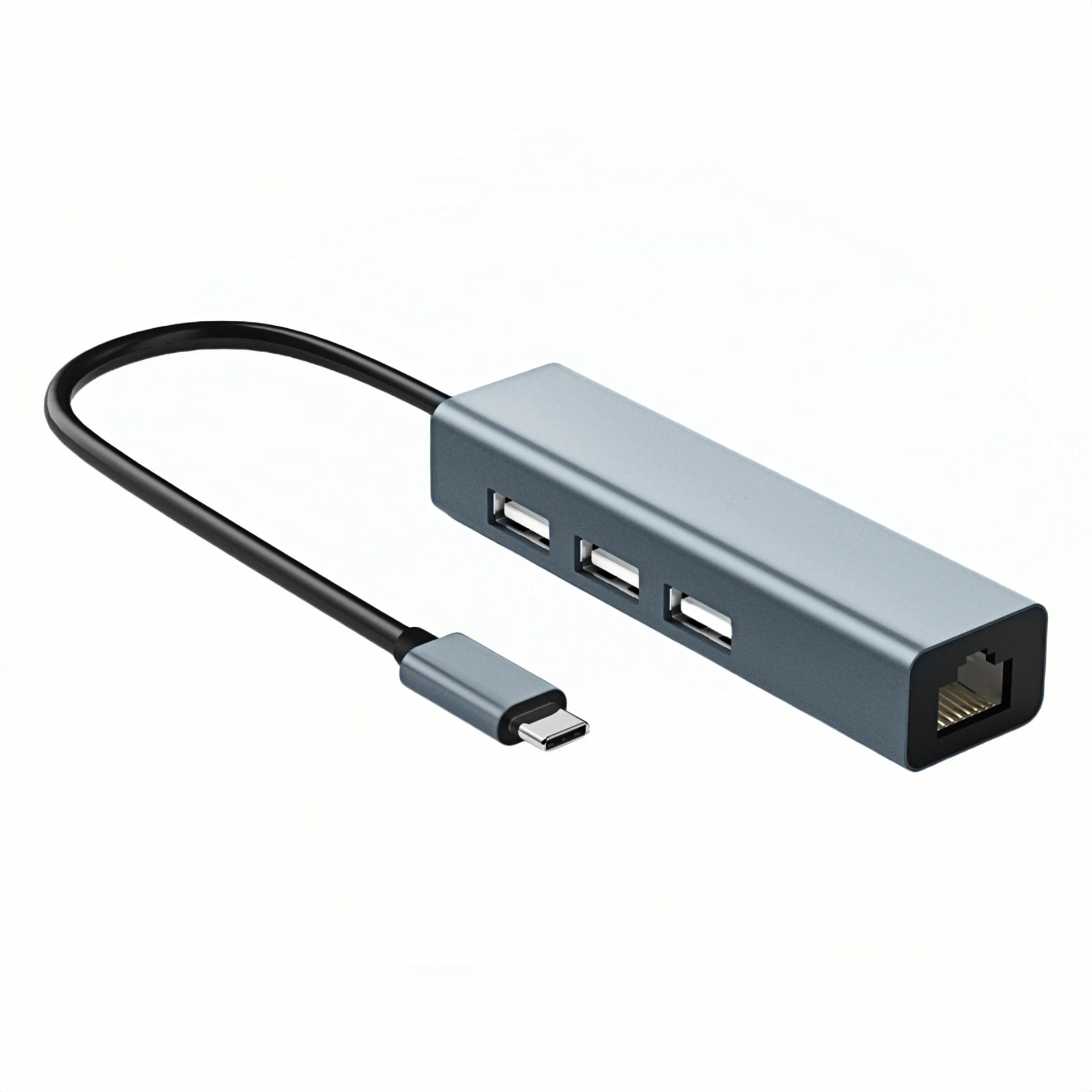 10PCS USB 2.0 Hub Converter 4in1 Type C Hub With 100M Network Card RJ45 HDTV Computer Applications 480Mbps Speed Stock Product
