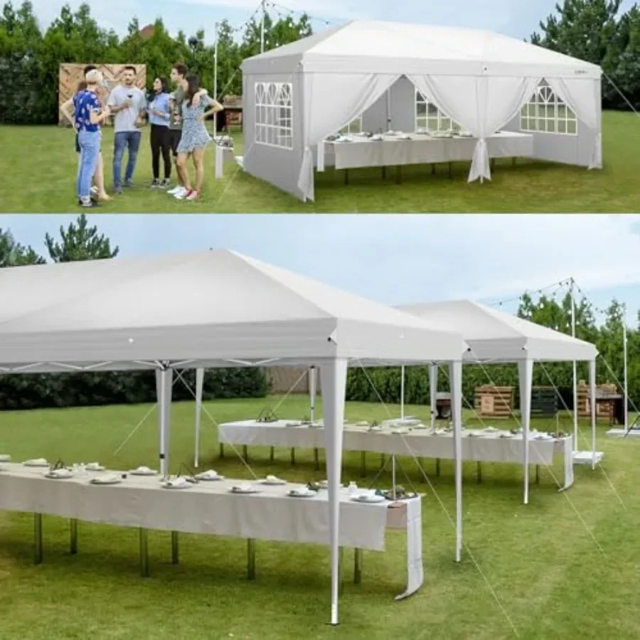 10x20 Feet Pop Up  Tent with 6 Sidewalls with Carry Bag Outdoor Gazebo Shelter Patio Event Tent Outdoor  Commercial