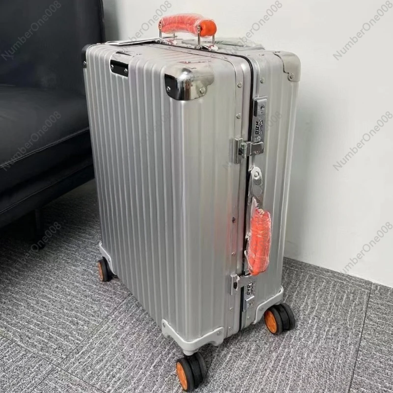 Classic Color Leather Handle 972 Retro Contrast Color Aluminum-Magnesium Alloy Trolley Case Metal Luggage