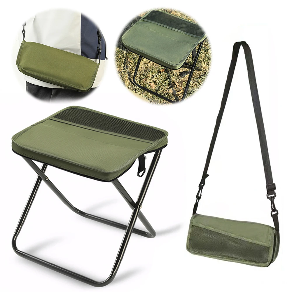 Tabouret de pêche Portable d'extérieur avec sac en filet, chaise de rangement intégrée, résistant à l'usure pour pique-nique, jardinage, barbecue, randonnée