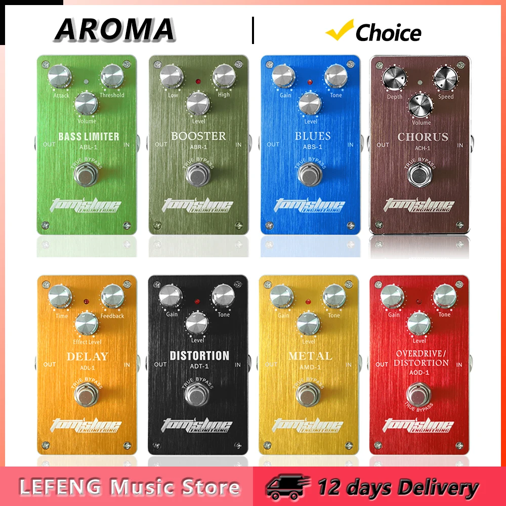 

AROMA Guitar Effect Pedal True Bypass Booster/Digital Delay/Chorus/Bass Limiter/Distortion/Blues/Metal/Overdrive Distortion