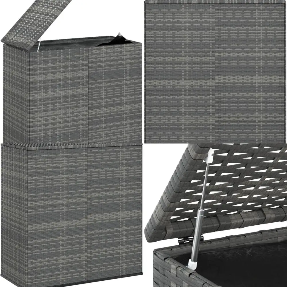 Caja grande gris para almacenamiento de cojines para exteriores, 39,4 x 39,4 x 40,7, tapa de elevación de gas, caja de cubierta resistente al agua para patio, jardín y piscina