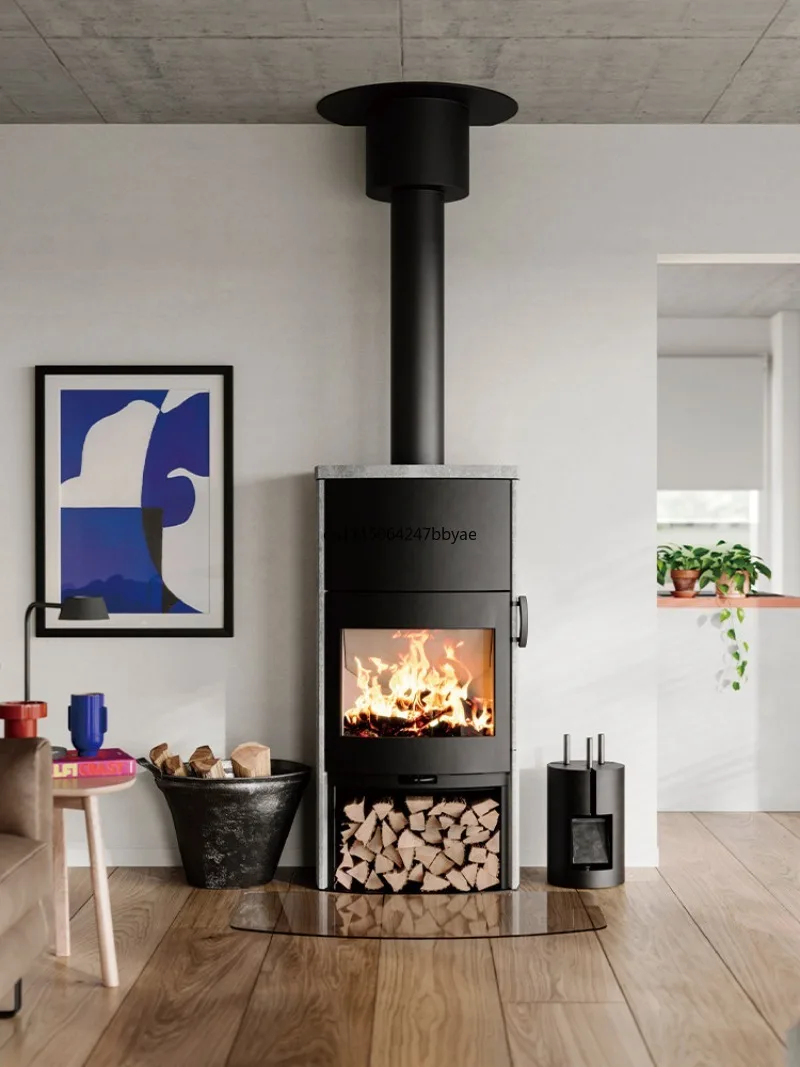 Premium Freestanding Wood Burning Stove Villa Real Fire Indoor Heater Fireplace with Oven for Home Heating