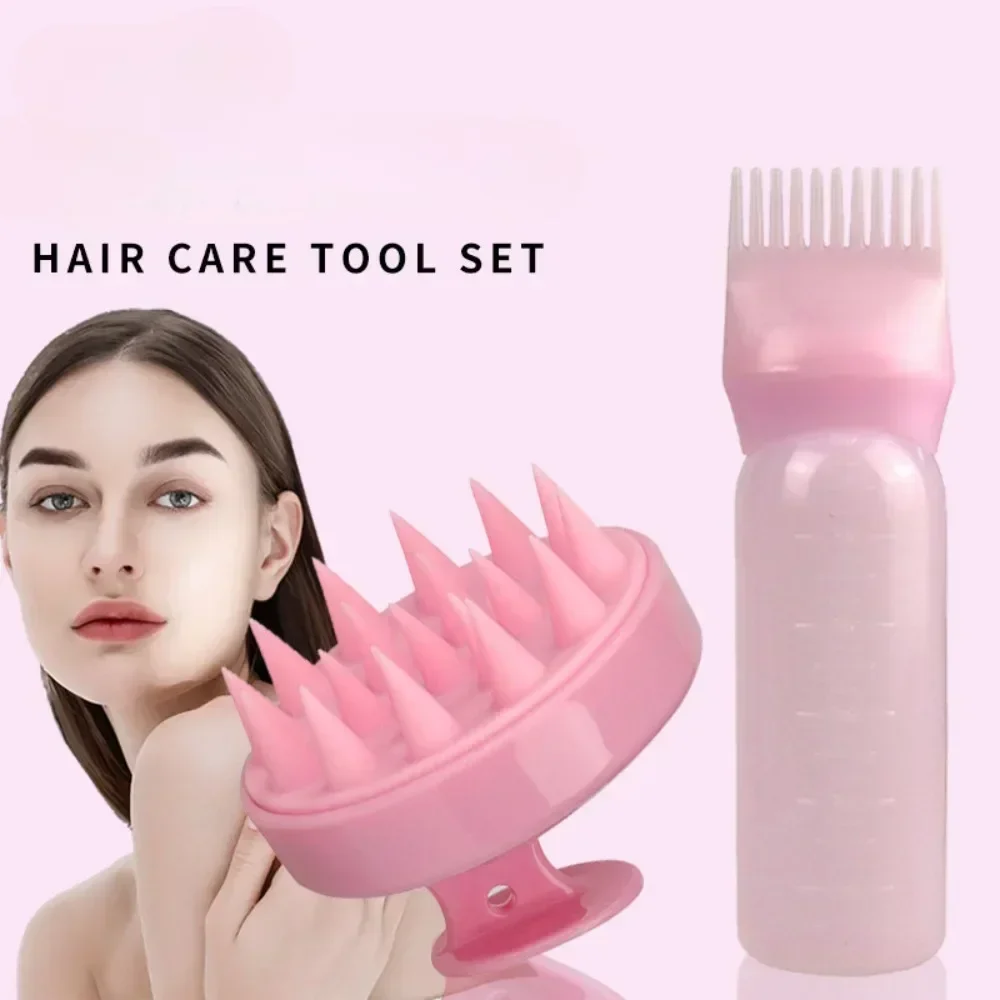 Silicone Shampoo Brush Scalp Massage Comb Hair Dye Oiling Bottle with Brush Salon Hair Styling Tool，Special for Real Hair Wigs image 2