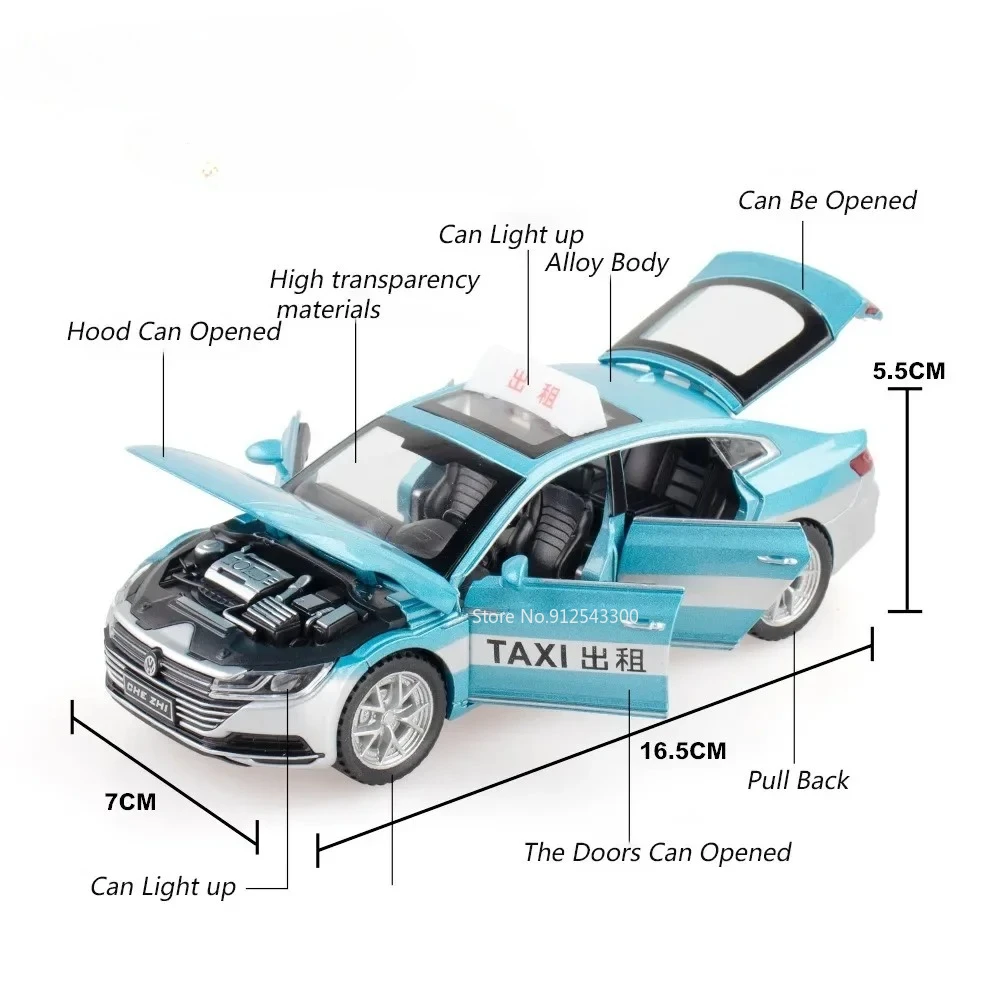 Modèle de voiture CC Taxi coccinelle GSR, échelle 1:32, jouet en alliage moulé sous pression, son et lumière, modèles de véhicules miniatures rétractables, cadeaux de vacances pour enfants