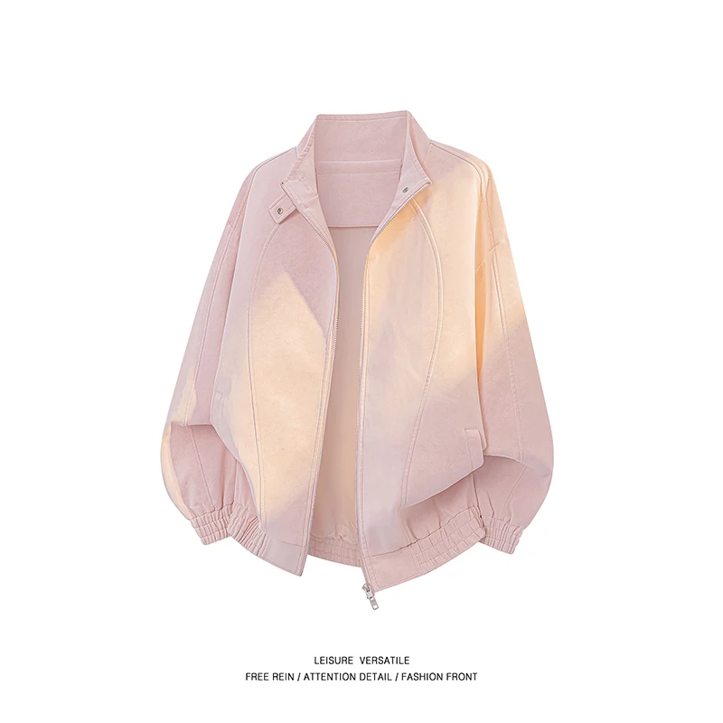 

Весенне-осенняя модная трендовая удобная куртка из искусственной кожи с воротником-молнией для пары, повседневная ветрозащитная куртка для рыбалки на открытом воздухе