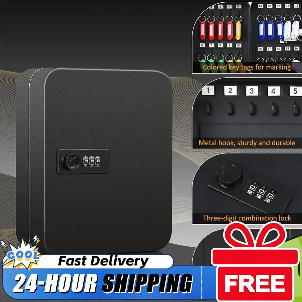 

Органайзер для ключей с кодовым замком, шкаф для ключей на 20 крючков, сейф для ключей, шкафчик для хранения ключей с замком