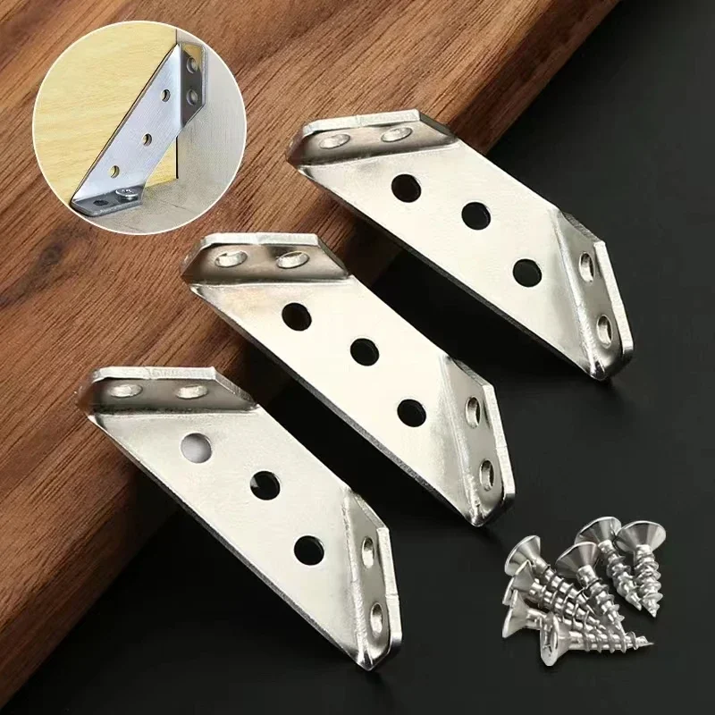 

30 Pieces Corner Braces Joint Stainless Steel Angle Code Corner Bracket Trapeziform Angle Code Shelf Support Fastener With Screw